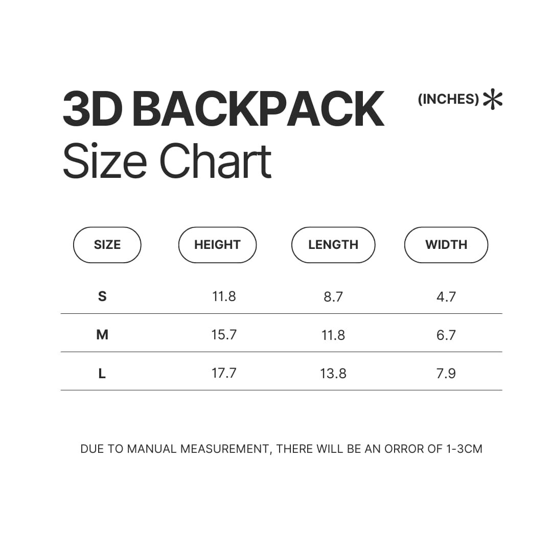 3D Backpack Size Chart - Steven Universe Store