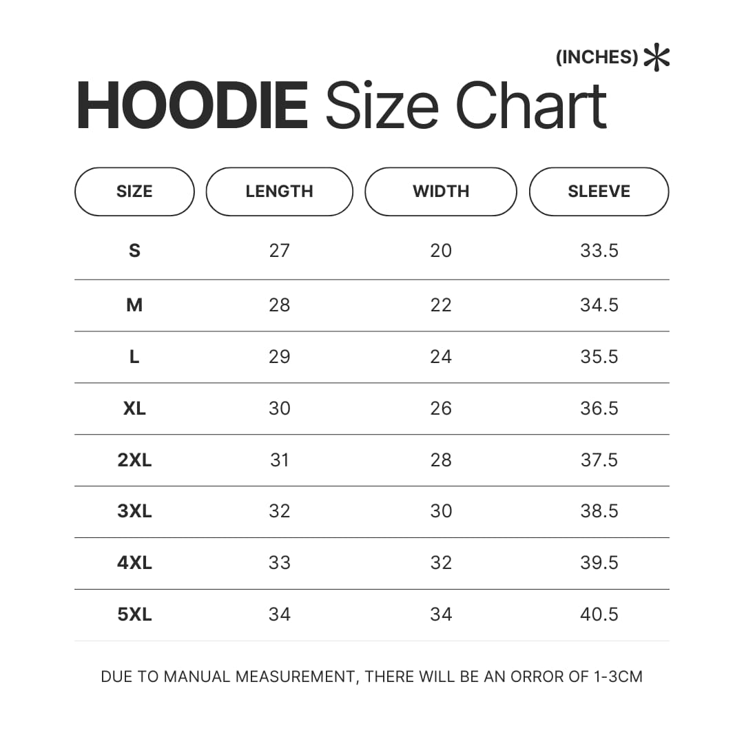 Hoodie Size Chart - Steven Universe Store