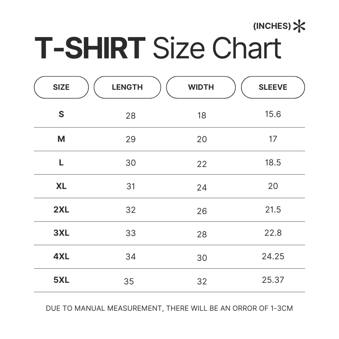 T shirt Size Chart - Steven Universe Store