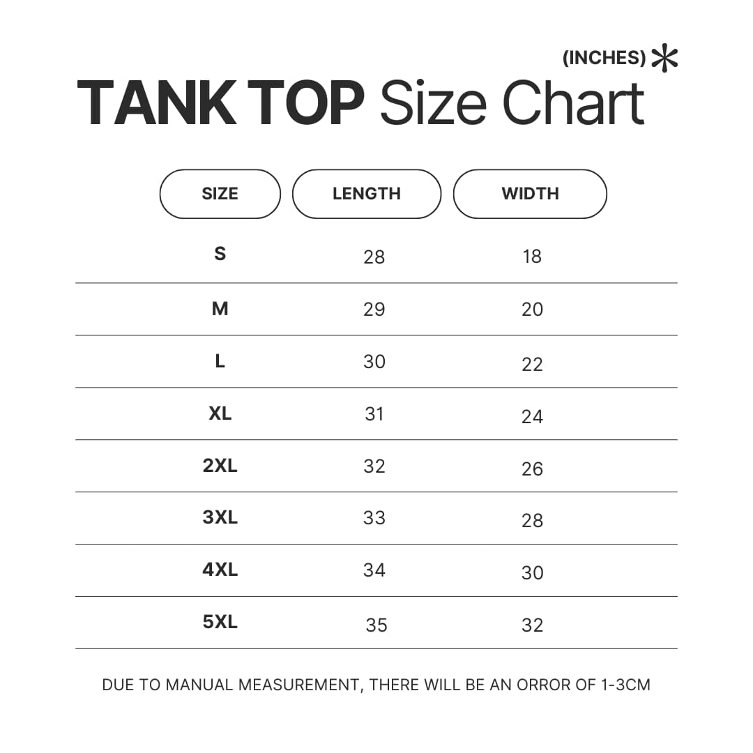 Tank Top Size Chart - Steven Universe Store