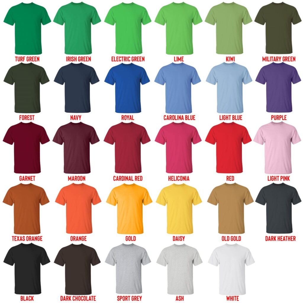 t shirt color chart 1 - Steven Universe Store