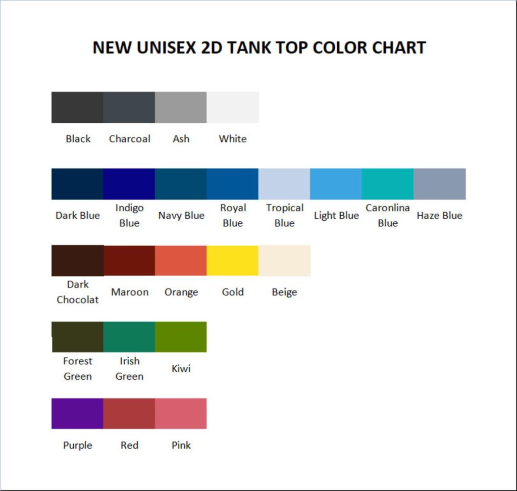 tank top color chart 1 - Steven Universe Store